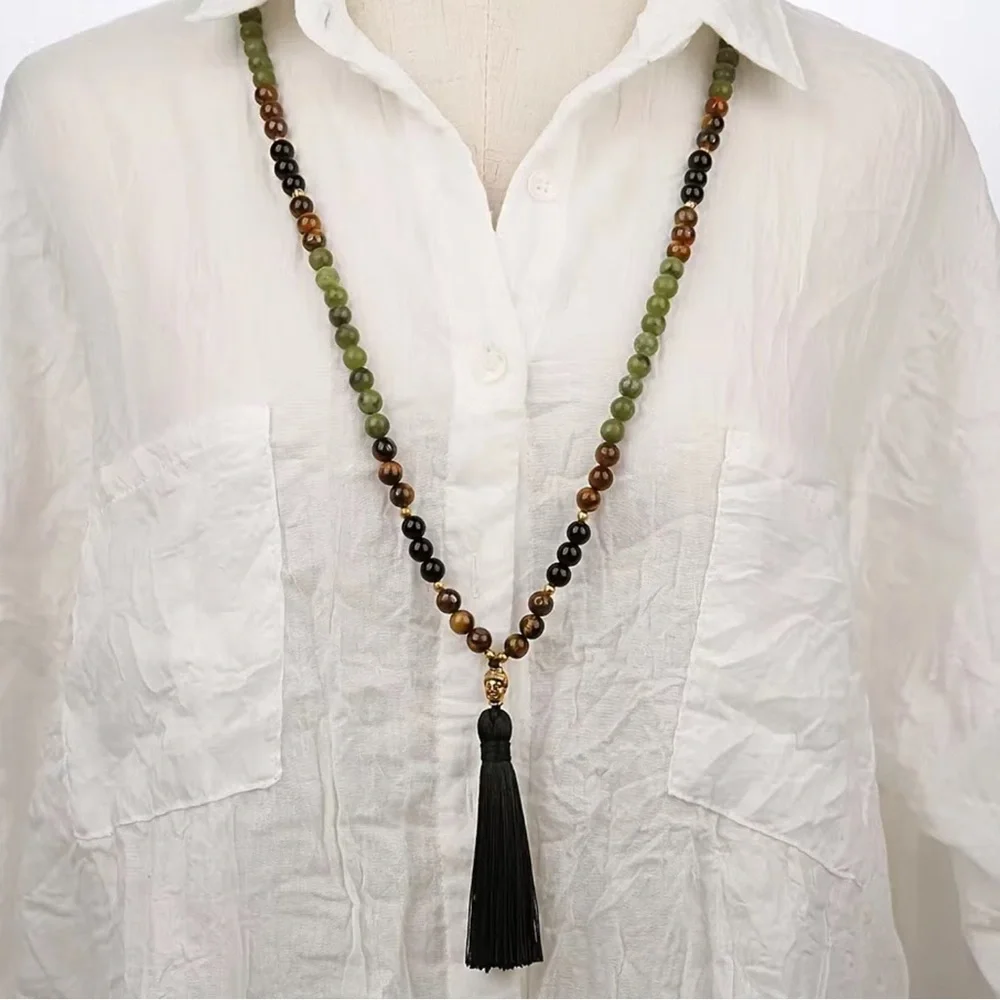 Jade and tigers eye meditation mala - Picture 3 of 8